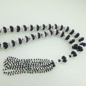 Siyah Beyaz Cezaevi İşi Boncuk Tesbih