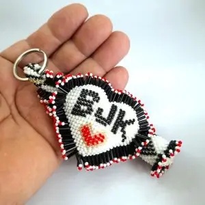 Siyah Beyaz Boncuk  Anahtarlık