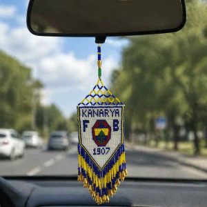 Sarı Lacivert Kanarya Yazılı Dikiz Ayna Süsü