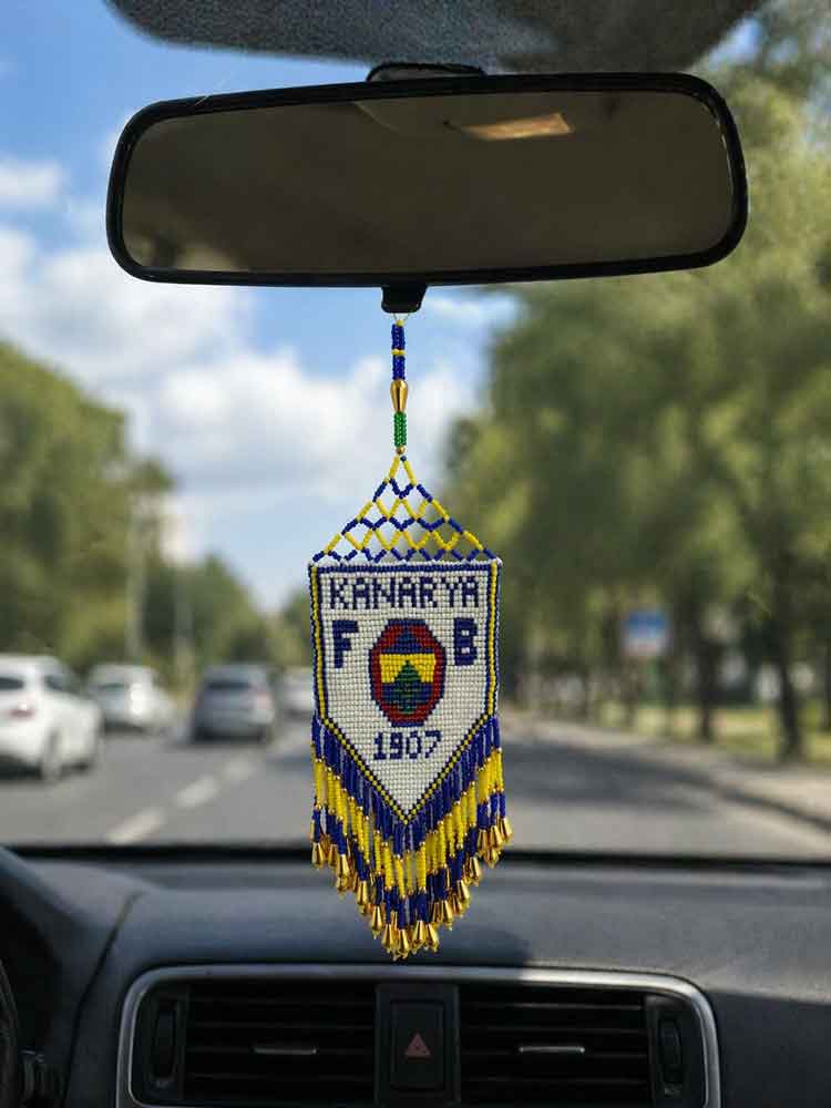 Sarı Lacivert Kanarya Yazılı Dikiz Ayna Süsü